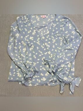 Pink Lily Light Blue Floral Top